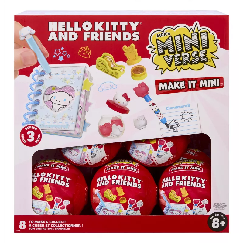 Miniverse Make It Mini Hello Kitty and Friends Series 3, 8 a, Hello Kitty, Mitmevärviline, Plastik, Vaik