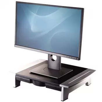Fellowes kuvarialus 5 kõrgusereguleerimisega - Office Suites monitoritõstuk koos hoiusaluse - Ergonoomiline reguleeritav kuvarialus arvutitele - Maksimaalne kaal 36 kg / maksimaalne suurus 28 tolli - grafiit