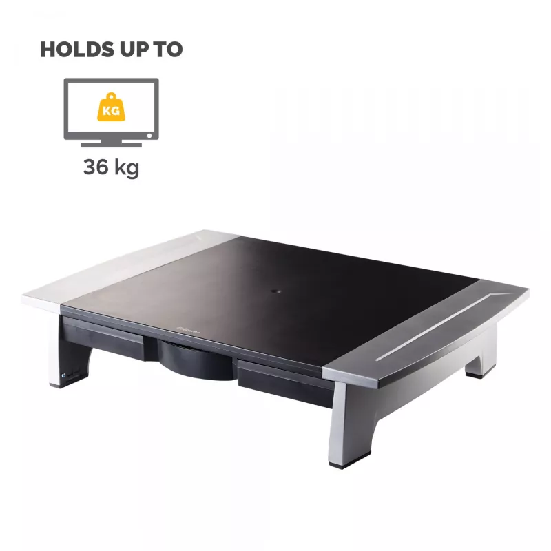 Fellowes kuvarialus 5 kõrgusereguleerimisega - Office Suites monitoritõstuk koos hoiusaluse - Ergonoomiline reguleeritav kuvarialus arvutitele - Maksimaalne kaal 36 kg / maksimaalne suurus 28 tolli - grafiit
