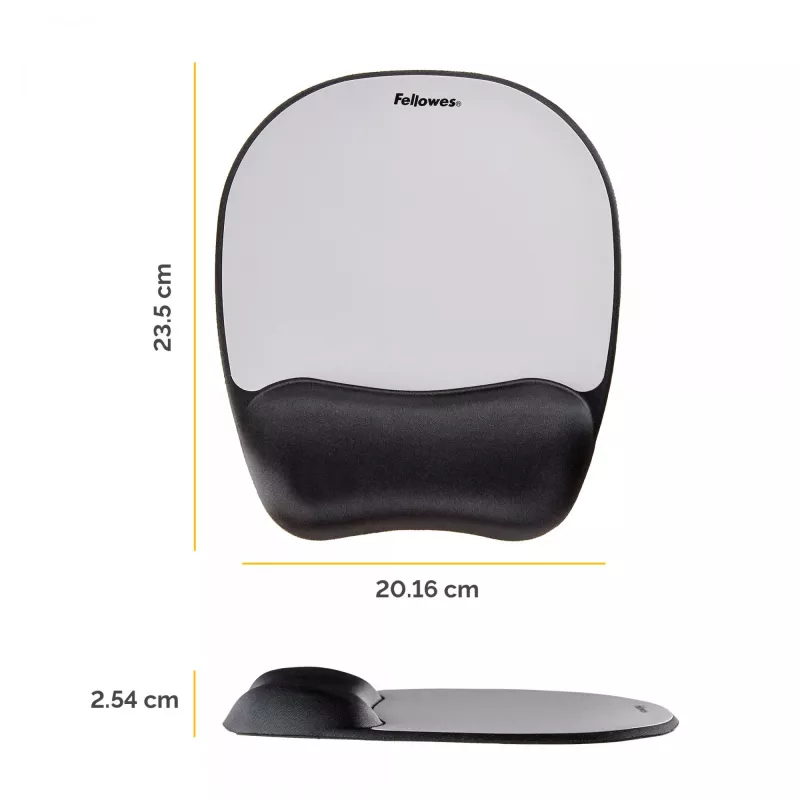 Fellowes hiir Mat Wrist Support - mäluvahust hiirematt pehme vahupadjaga - ergonoomiline hiirematt arvutile, sülearvutile, kodukontoris kasutamiseks - ühildub laser- ja optiliste hiirtega - hõbedane