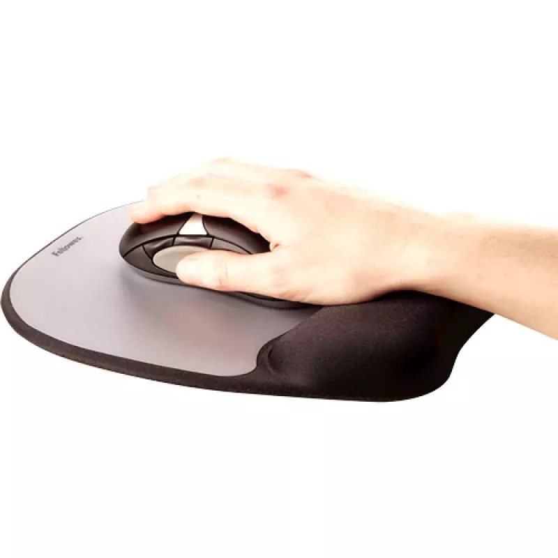 Fellowes hiir Mat Wrist Support - mäluvahust hiirematt pehme vahupadjaga - ergonoomiline hiirematt arvutile, sülearvutile, kodukontoris kasutamiseks - ühildub laser- ja optiliste hiirtega - hõbedane