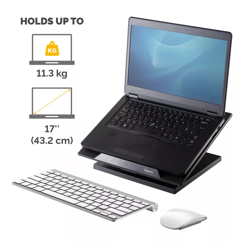 Fellowes Designer Suites sülearvuti tõstuk, sülearvuti alus, must, plastik, 43,2 cm (17 tolli), 11,3 kg, FIRA International, EN ISO 9241-5