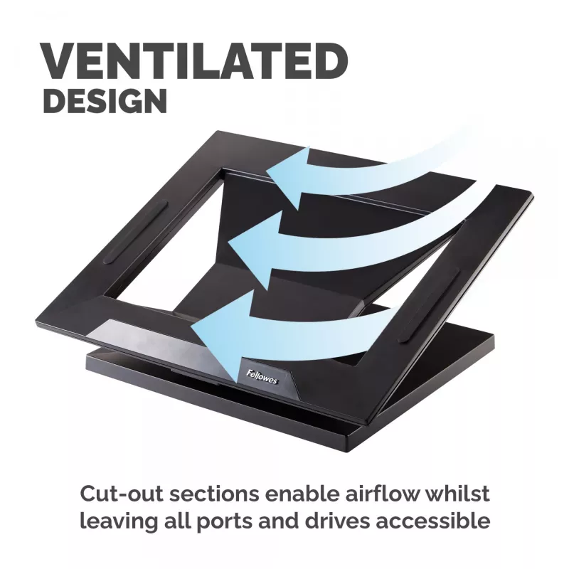 Fellowes Designer Suites sülearvuti tõstuk, sülearvuti alus, must, plastik, 43,2 cm (17 tolli), 11,3 kg, FIRA International, EN ISO 9241-5