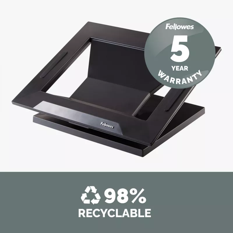 Fellowes Designer Suites sülearvuti tõstuk, sülearvuti alus, must, plastik, 43,2 cm (17 tolli), 11,3 kg, FIRA International, EN ISO 9241-5