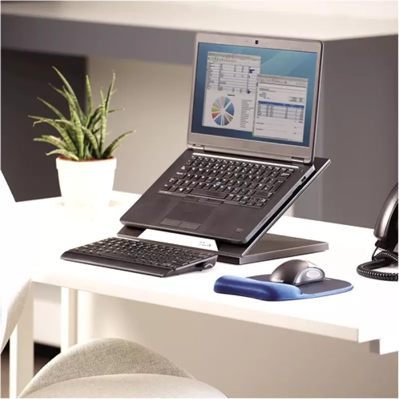 Fellowes Designer Suites sülearvuti tõstuk, sülearvuti alus, must, plastik, 43,2 cm (17 tolli), 11,3 kg, FIRA International, EN ISO 9241-5