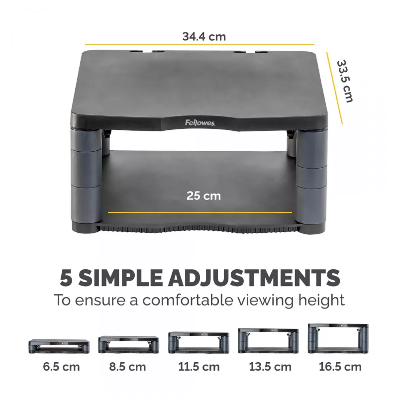 Fellowes Premium Monitor Riser Graphite, eraldiseisev, 36 kg, 53,3 cm (21 tolli), kõrguse reguleerimine, grafiit