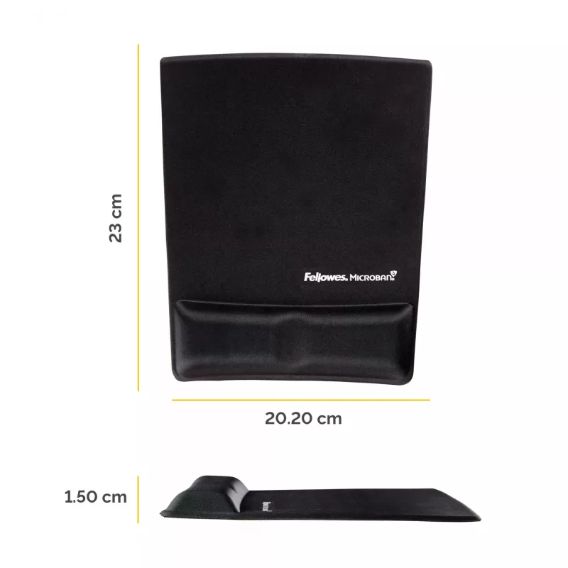 Fellowse hiiremati randmetugi - Health-V hiirematt antibakteriaalse kaitsega - ergonoomiline hiirematt arvutile, sülearvutile, kodukontorisse - must