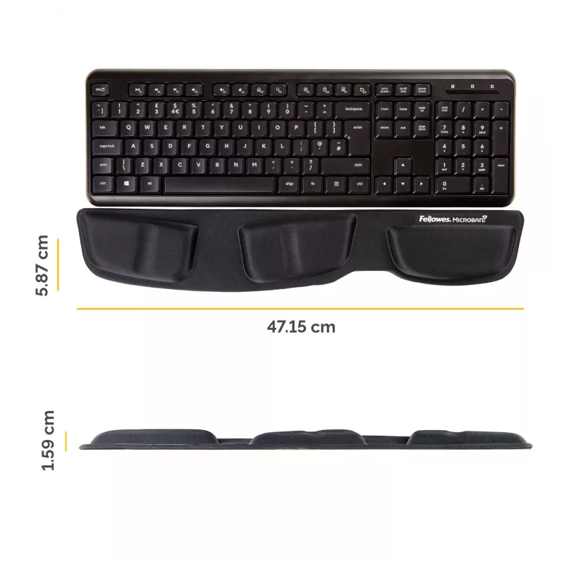 Fellowes klaviatuuri randmetugi - Health-V randmetugi antibakteriaalse kaitsega - ergonoomiline randmetugi arvutile, sülearvutile, kodukontorisse kasutamiseks - must