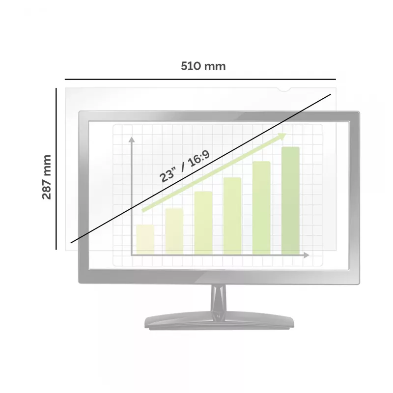 Fellowes 23 tolline laiekraan-ekraanikuvar PrivaScreen, 58,4 cm (23 tolli), 16:9, Monitor, Raamita ekraanikuvar, Pimestusvastane, Privaatsus, 140 g