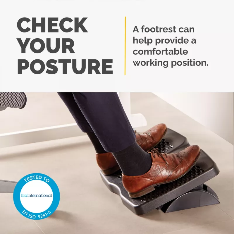 Fellowes Foot Rest Under Desk - Refresh Foot Support Ergonomic Foot Rest with 2 Height Adjustments & Massage Surface - Foot Rest Stool for Office & Home - Must