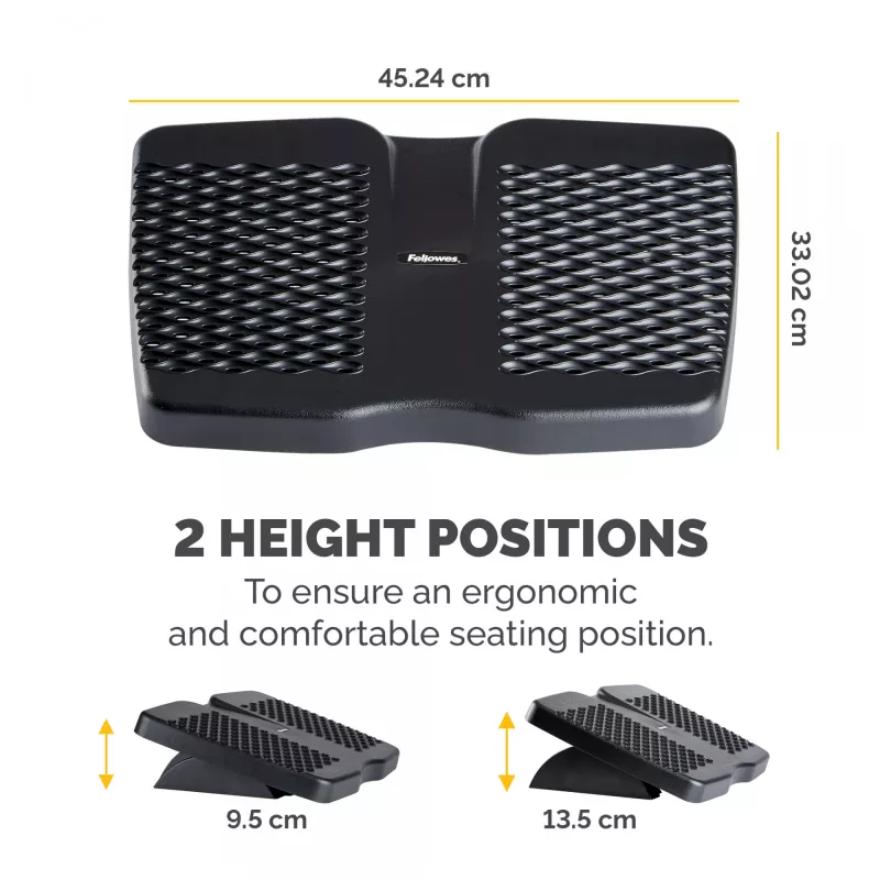 Fellowes Foot Rest Under Desk - Refresh Foot Support Ergonomic Foot Rest with 2 Height Adjustments & Massage Surface - Foot Rest Stool for Office & Home - Must