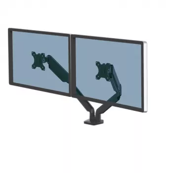 Fellowes Platinum Series kahe monitori käepide - monitorikinnitus kahele 8 kg 40-tollisele ekraanile - reguleeritav kahe monitori lauakinnitus - kaldenurk 45° pööre 180° pöörlemine 360°, VESA 75 x 75/100 x 100 - must