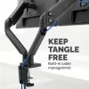 Fellowes Platinum Series kahe monitori käepide - monitorikinnitus kahele 8 kg 40-tollisele ekraanile - reguleeritav kahe monitori lauakinnitus - kaldenurk 45° pööre 180° pöörlemine 360°, VESA 75 x 75/100 x 100 - must