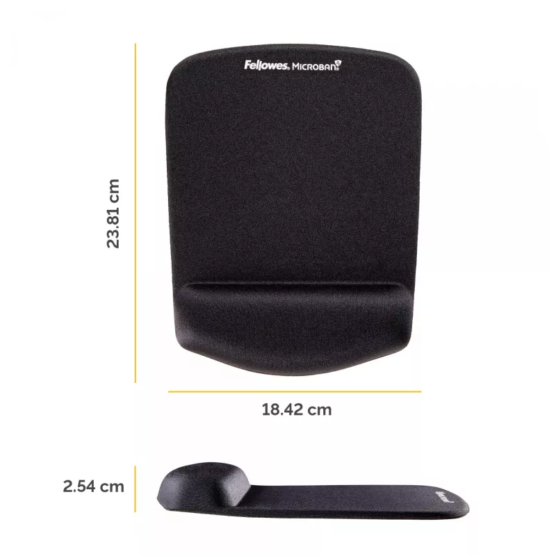 Fellowes hiir Mat Wrist Support - PlushTouch hiirematt libisemiskindla kummipõhja ja antibakteriaalse kaitsega - ergonoomiline hiirematt arvutile, sülearvutile, kodukontorisse - must