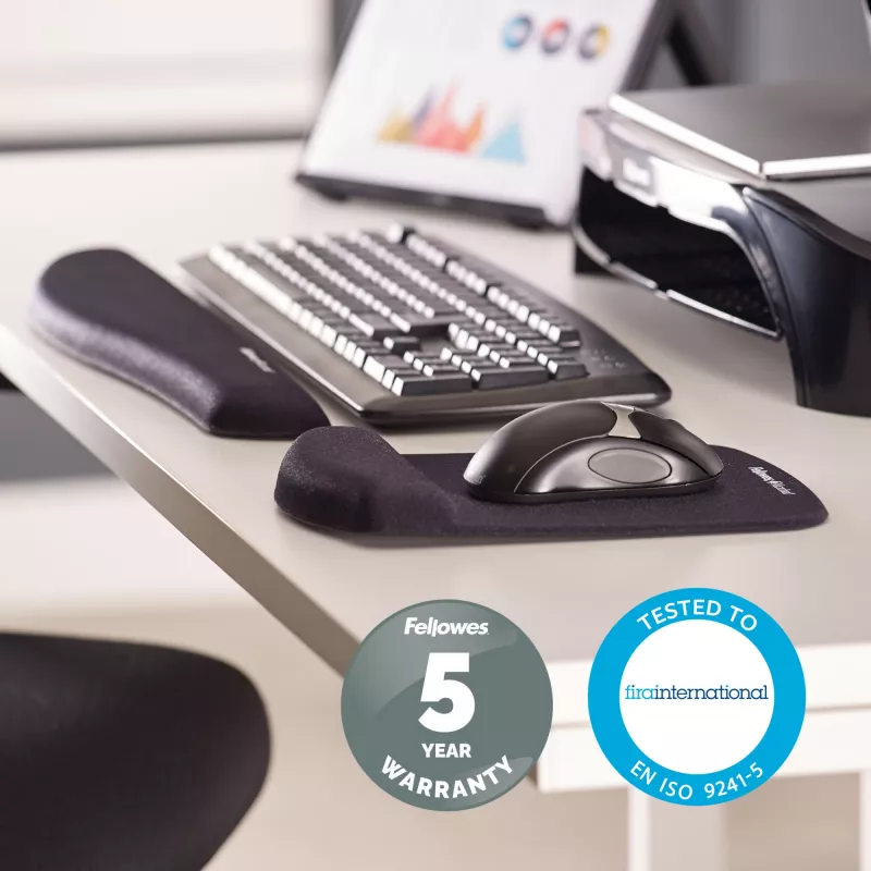 Fellowes hiir Mat Wrist Support - PlushTouch hiirematt libisemiskindla kummipõhja ja antibakteriaalse kaitsega - ergonoomiline hiirematt arvutile, sülearvutile, kodukontorisse - must