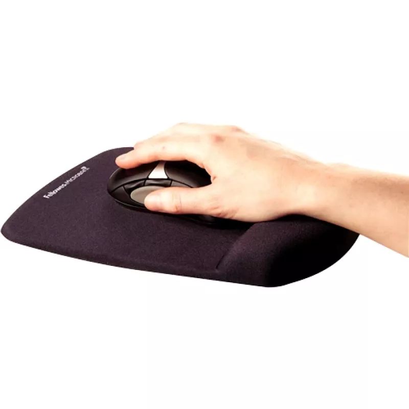 Fellowes hiir Mat Wrist Support - PlushTouch hiirematt libisemiskindla kummipõhja ja antibakteriaalse kaitsega - ergonoomiline hiirematt arvutile, sülearvutile, kodukontorisse - must