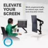 Fellowes Platinum Series kahe virnastatava monitori käepide – monitorikinnitus kahele 8 kg 27-tollisele ekraanile – reguleeritav kahe monitori lauakinnitus – kallutus 45° pööramine 180° pööre 360° pöörlemine 360°, VESA 75 x 75/100 x 100 – must