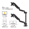 Fellowes Platinum Series kahe virnastatava monitori käepide – monitorikinnitus kahele 8 kg 27-tollisele ekraanile – reguleeritav kahe monitori lauakinnitus – kallutus 45° pööramine 180° pööre 360° pöörlemine 360°, VESA 75 x 75/100 x 100 – must