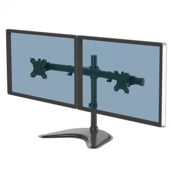 Fellowes Seasa kahe monitori käepide – eraldiseisev monitorikinnitus kuni 8 kg ja 27-tollistele ekraanidele – ergonoomiline reguleeritav monitorivars – kallutus 45°, pööre 120°, rotatsioon 360°, VESA 75 x 75 / 100 x 100 – must