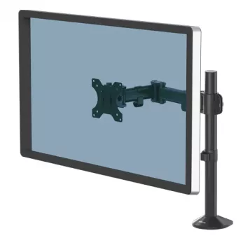 Fellowes Reflex Monitor Arm - Monitor Mount for 8KG 32 inch Screens - Adjustable Monitor Desk Mount - Tilt 45° Pan 180° Rotation 360°, VESA 75 x 75/100 x 100 - Must