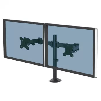 Fellowes Reflex Dual Monitor Arm - kahe monitori kinnitus 8 kg kuni 27-tollistele ekraanidele - reguleeritav lauakinnitus - kallutus 45° pööre 180° pöörlemine 360°, VESA 75 x 75/100 x 100 - must
