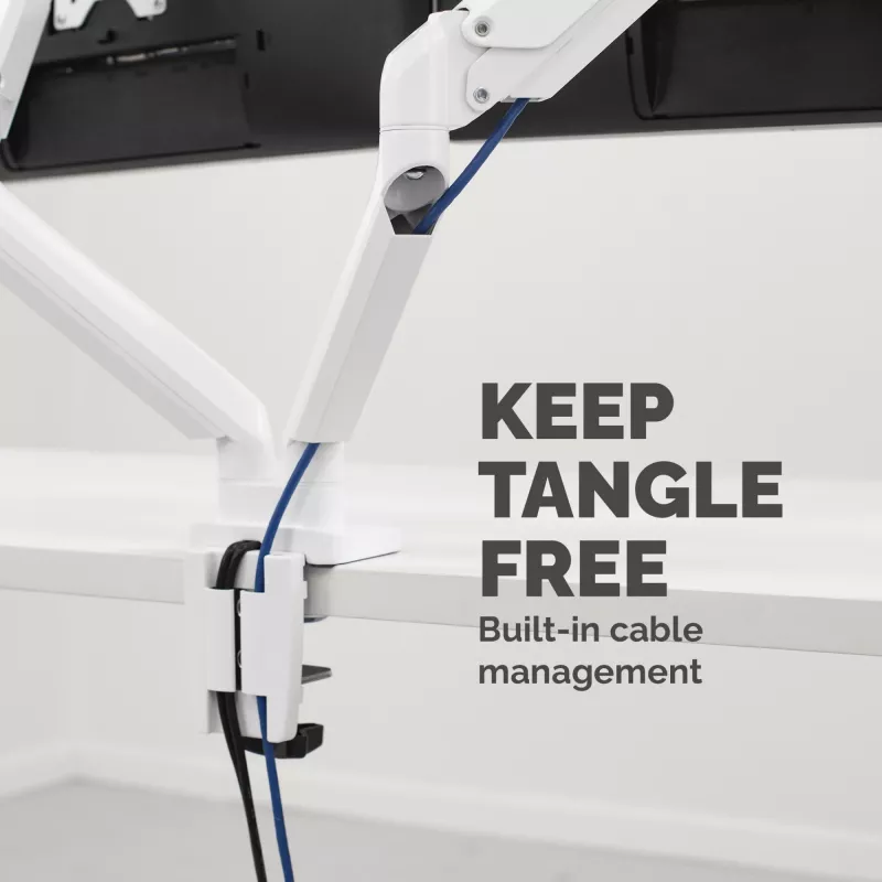 Fellowes Platinum Series Dual Monitor Arm - Monitor Mount for Two 8KG 40 inch Screens - Adjustable Dual Monitor Desk Mount - Tilt 45° Pan 180° Swivel 360° Rotation 360°, VESA 75 x 75/100 x 100 - Valge