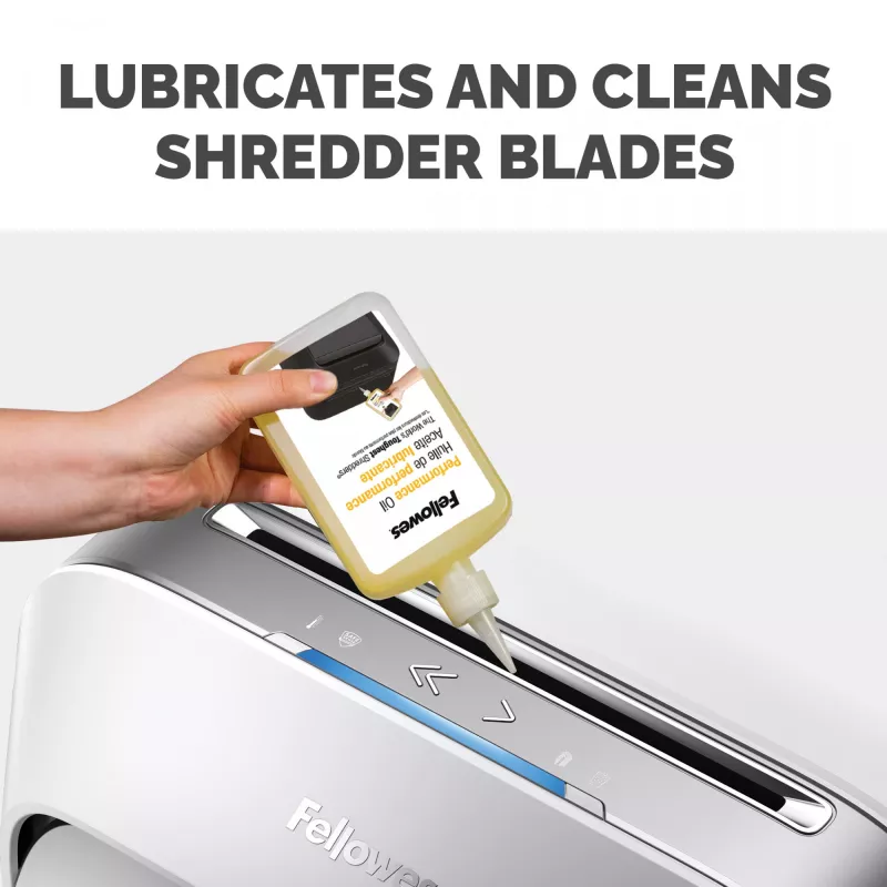 Fellowes Powershred pudeliga määrdeõli (355 ml), Määrdeõli, 0,355 L, Kollane, 90 mm, 35 mm, 20 mm