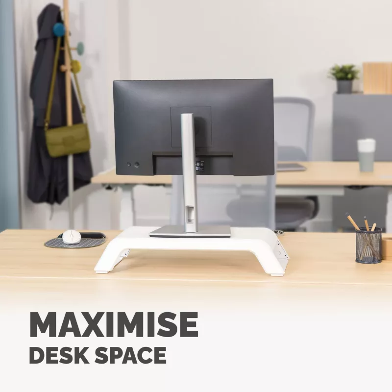Fellowes arvutimonitori alus 3 kõrguse reguleerimisega - Hana LT monitori tõstuk - ergonoomiline reguleeritav monitorialus arvutitele - maksimaalne kaal 22,6 kg - valge
