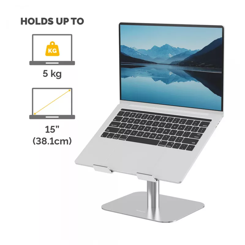 Fellowes Alumia sülearvuti alus, lauale, kuni 15-tolline, max 5 kg, hõbedane