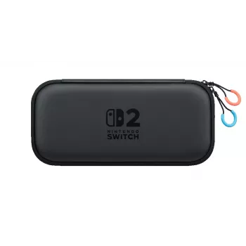 Nintendo Switch 2 kandekott ja ekraanikaitse, kõvakesta ümbris, Nintendo, must, Nintendo Switch 2, tõmblukk, 142 mm