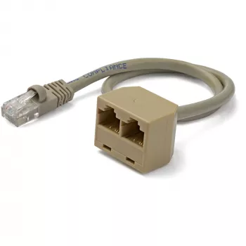 StarTech.com 2-to-1 RJ45 Splitter kaabliadapter - F/M, 10/100Base-T(X), Cat5e, hall, polüvinüülkloriid (PVC), 0.33 m, isane/emane
