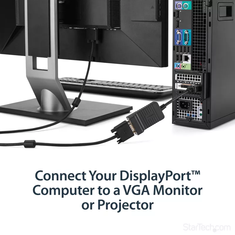 StarTech.com DisplayPort–VGA-adapter – aktiivne DP–VGA-muundur – 1080p-video – vastupidav – DP/DP++-allika ühendamine VGA-kuvari kaabeladapteri dongliga – DP 1.2–VGA – lukustuv DP-pistik