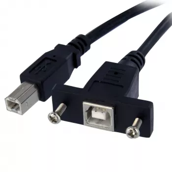 StarTech.com 1 jala paneelikinnitusega USB-kaabel B-B - F/M, 0,3 m, USB B, USB B, USB 2.0, 0,48 Gbit/s, Must