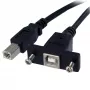 StarTech.com 1 jala paneelikinnitusega USB-kaabel B-B - F/M, 0,3 m, USB B, USB B, USB 2.0, 0,48 Gbit/s, Must