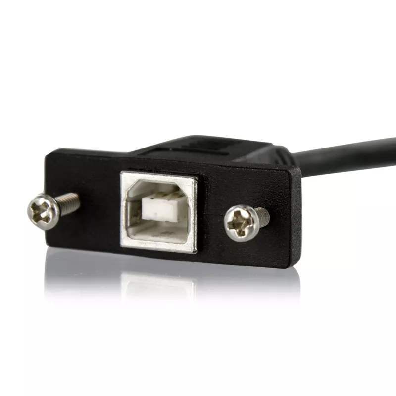 StarTech.com 1 jala paneelikinnitusega USB-kaabel B-B - F/M, 0,3 m, USB B, USB B, USB 2.0, 0,48 Gbit/s, Must