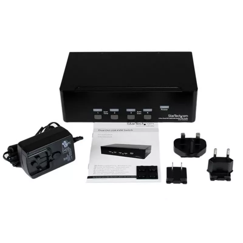 StarTech.com 4-pordiline kahe DVI-ga USB KVM-lüliti heli ja USB 2.0 jaoturiga