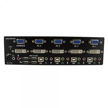 StarTech.com 4-pordiline DVI-VGA topeltmonitori KVM-lüliti USB-ga, heli ja USB 2.0 jaoturiga