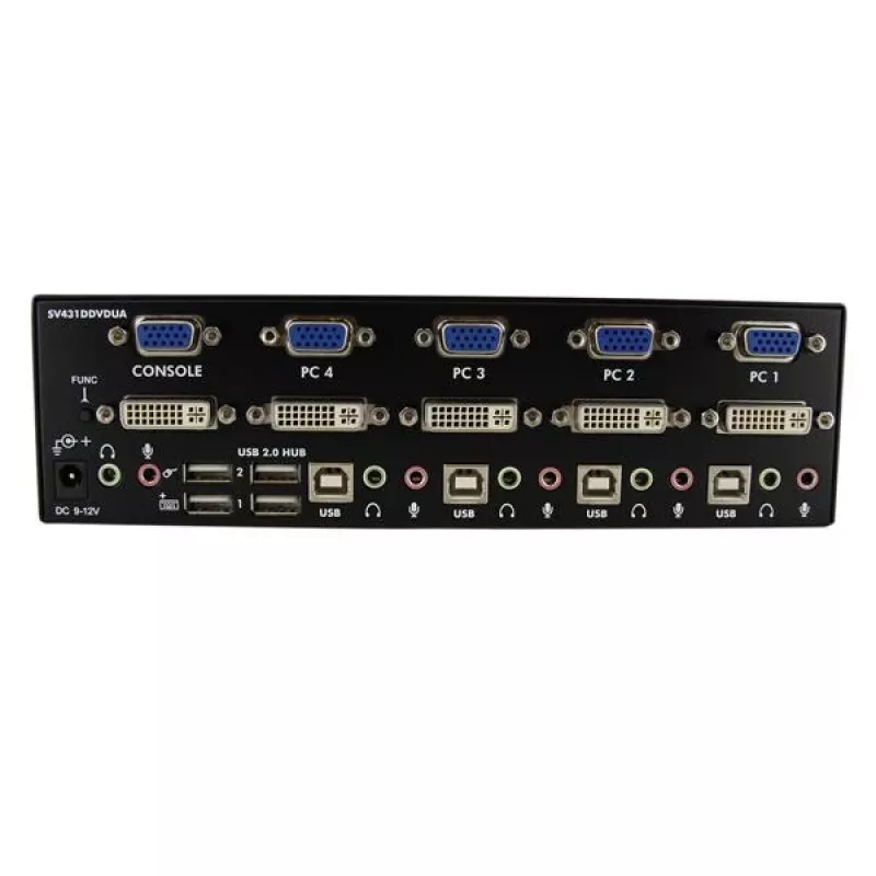 StarTech.com 4-pordiline DVI-VGA topeltmonitori KVM-lüliti USB-ga, heli ja USB 2.0 jaoturiga