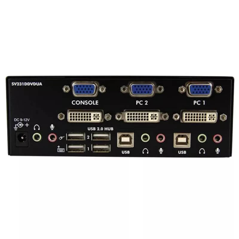 StarTech.com 2-pordiline DVI VGA kahe monitori KVM-lüliti USB, audio ja USB 2.0 jaoturiga