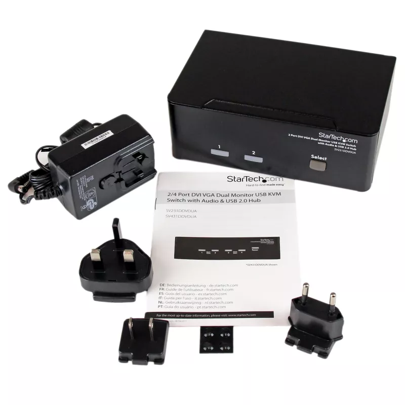 StarTech.com 2-pordiline DVI VGA kahe monitori KVM-lüliti USB, audio ja USB 2.0 jaoturiga
