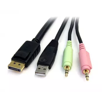 StarTech.com 6 jala pikkune 4-ühes USB DisplayPort KVM-kaabel heli ja mikrofoniga