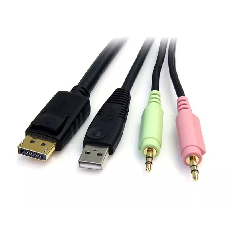 StarTech.com 6 jala pikkune 4-ühes USB DisplayPort KVM-kaabel heli ja mikrofoniga