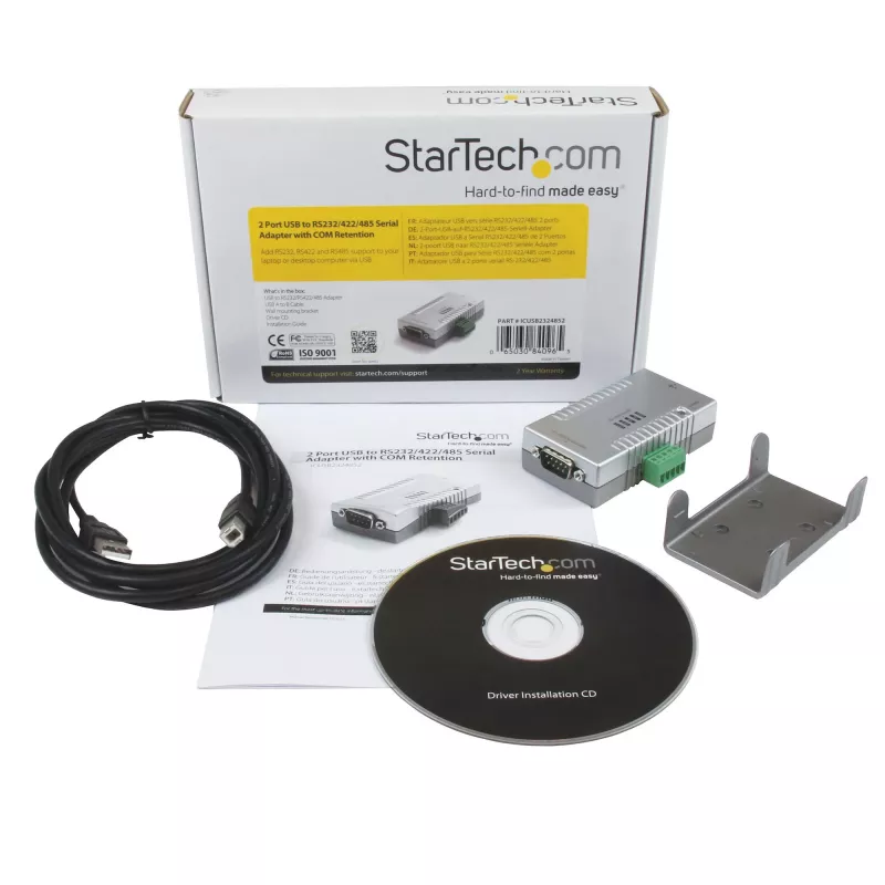 StarTech.com 2-pordiline USB-RS232-RS422-RS485 jadaadapter koos COM-i säilitamisega