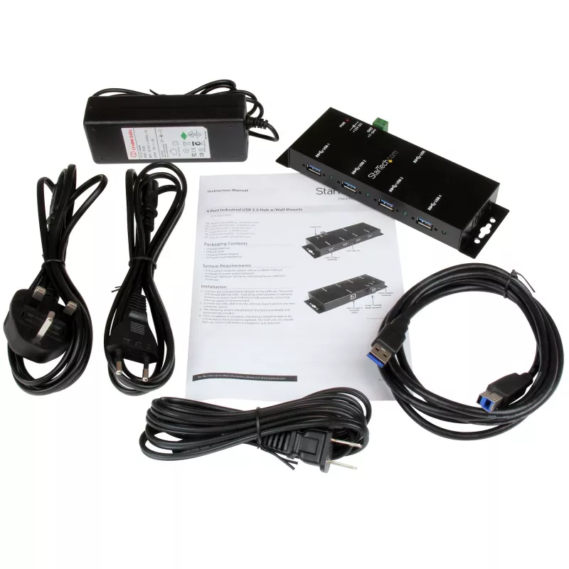 StarTech.com 4-pordiline tööstuslik USB 3.0 jaotur ESD-kaitsega~4-pordiline USB 3.0 jaotur - 5 Gbps - metallist tööstuslik USB-A jaotur - seinale või lauale kinnitatav USB-andmejaotur - TAA-le vastav USB-laiendusjaotur