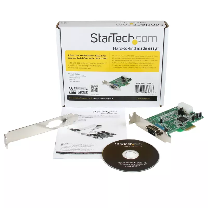StarTech.com 1-pordine PCI Express RS232 jadaliidese adapterkaart - PCIe RS232 jadaliidese hostkontrolleri kaart - PCIe jadaliidesele DB9 - 16550 UART - madalprofiiliga laienduskaart - Windows ja Linux