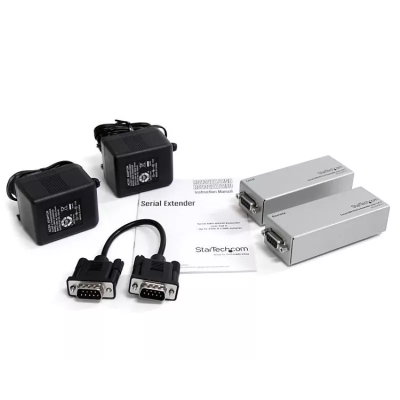StarTech.com RS232 Serial over Cat5 Extender, 1km (3300ft) leviala, Plug & Play, tarkvara pole vaja, DB9 jadapikendus – TAA