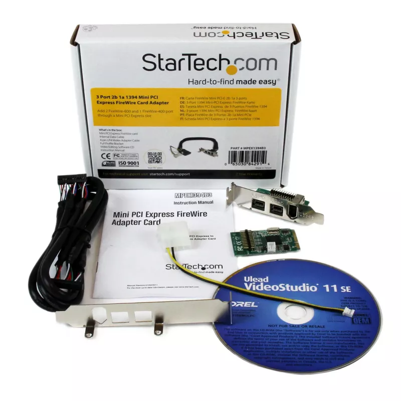 StarTech.com 3-pordiline 2b 1a 1394 Mini PCI Express FireWire kaardiadapter