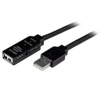 StarTech.com 15m USB 2.0 aktiivne pikenduskaabel - M/F, 15 m, USB A, USB A, USB 2.0, isane/emane, must