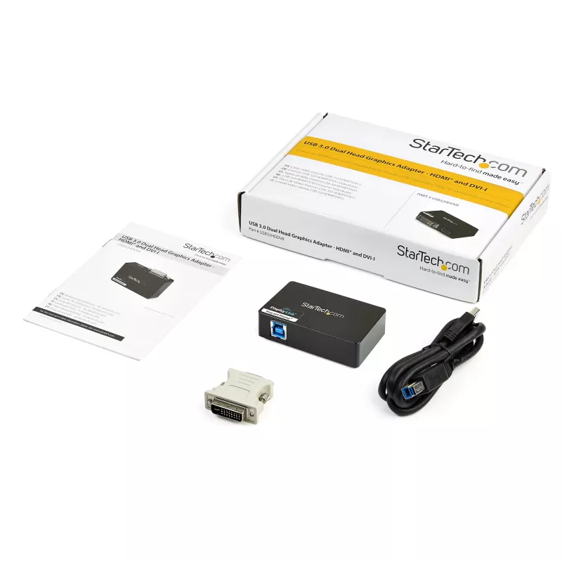 StarTech.com USB 3.0 HDMI/DVI-adapter - 2048x1152, 3.2 Gen 1 (3.1 Gen 1), USB tüüp-B, DVI-väljund, HDMI-väljund, 2048 x 1152 pikslit