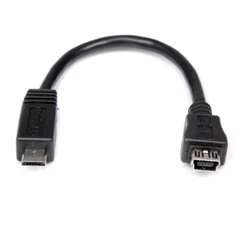 StarTech.com 6in Micro USB to Mini USB adapterkaabel M/F, 0,15 m, Mini-USB B, Micro-USB A, Isane/Emane, Must